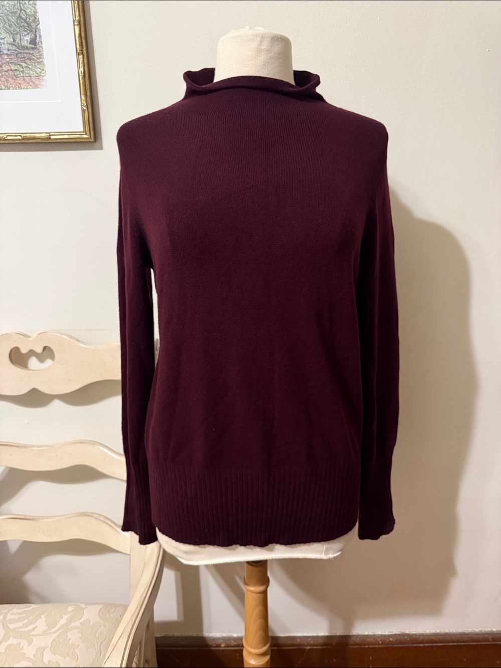 French Connection Deep Burgundy Mockneck Sweater